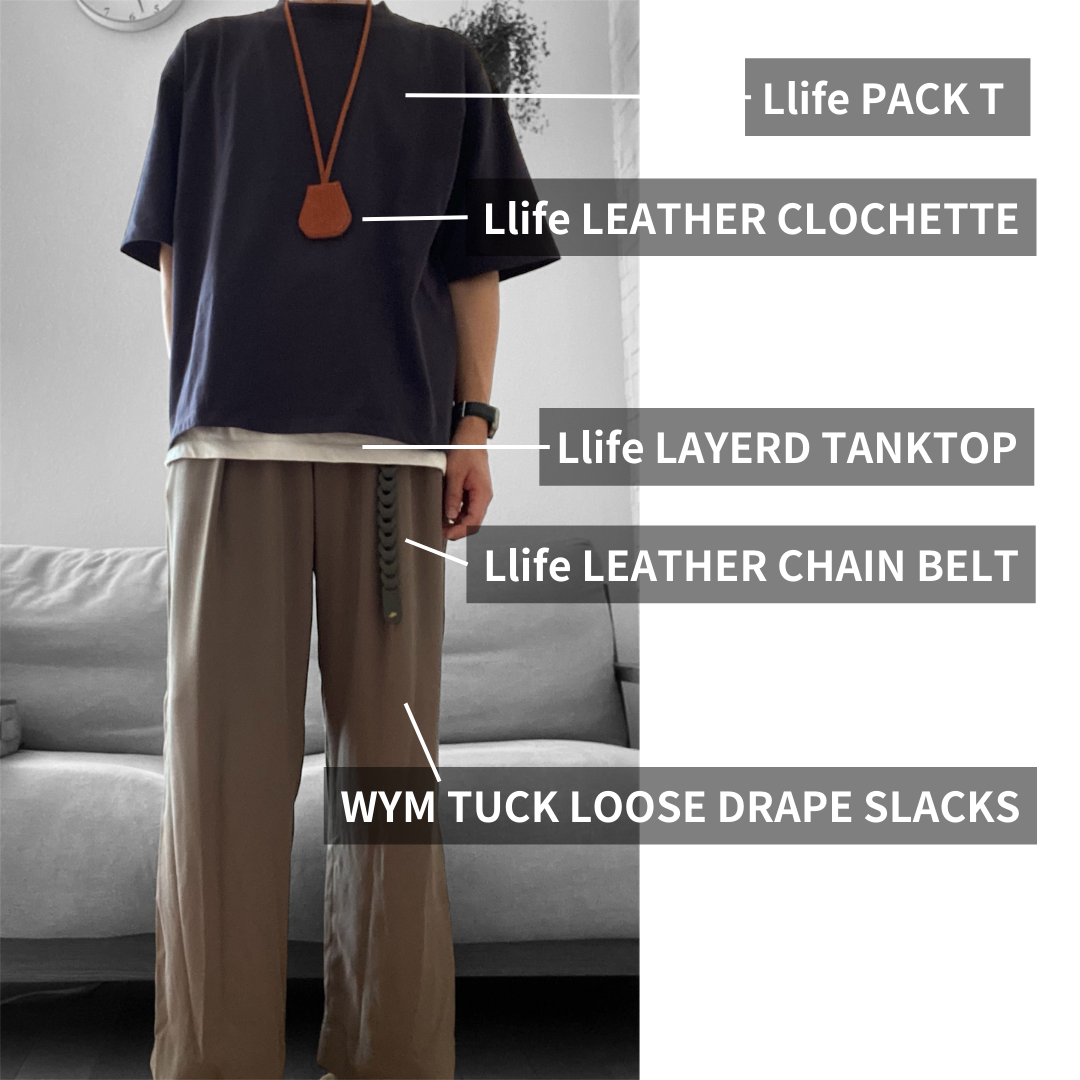 tuck loose drape slacks コーディネート